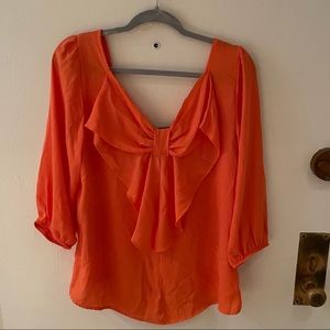 New: Francesas Orange Blouse with Bow L